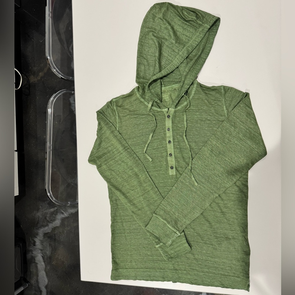 120% Lino Green Hooded Sweatshirt Relaxed Fit